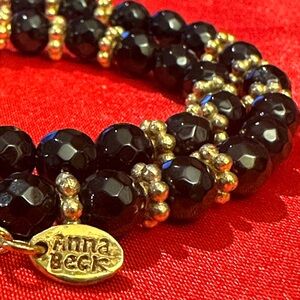 WOW POAHMARK - Authentic Anna Beck Limited Edition Onyx Beaded 18K Gold Necklace